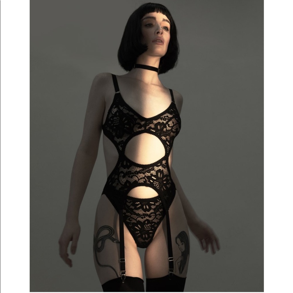 Lingerie- Black Lace Bodysuit - Picture 2 of 4